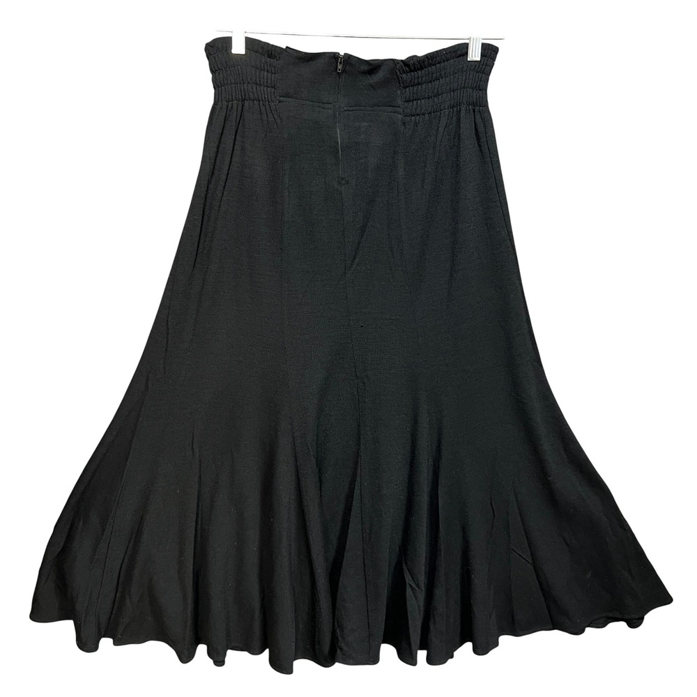 VTG Carole Little Black Merino Wool Midi Skirt Sz 6 Fit Flare Witchy Whimsigoth